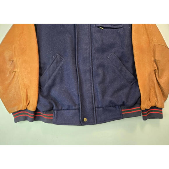 GANT Vintage 90s Multicolor Leather Wool Varsity Letterman Bomber Jacket Mens XL - Picture 4 of 6